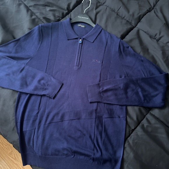 Kiton Vintage Men's Blue Zip-Up Sweater
